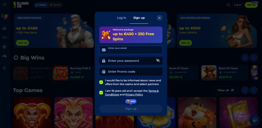 Billionaire Spin Plataforma